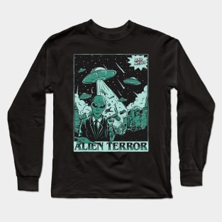 Alien Terror - Bad News Alien Attacks the City Long Sleeve T-Shirt